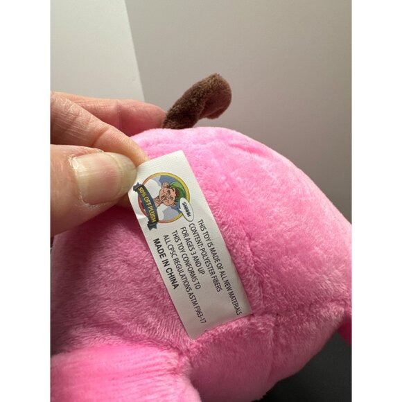 Pink Plush Dog Toy With Red & White Striped Shirt & Brown Ears Pillow Gift - Picture 5 of 8